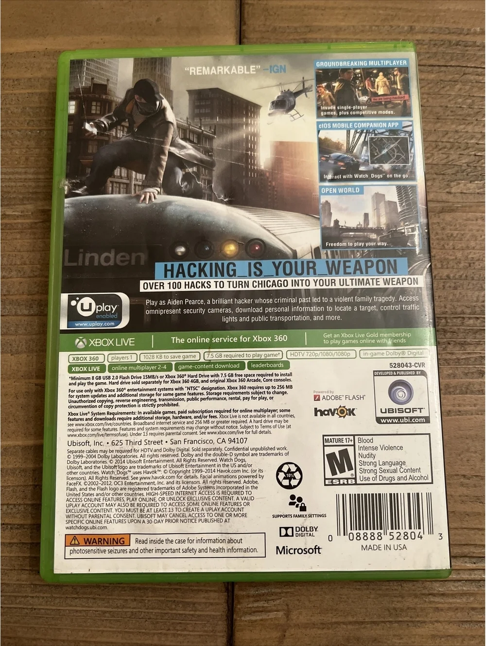 Watch Dogs (Microsoft Xbox 360, 2014)